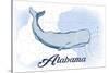 Alabama - Whale - Blue - Coastal Icon-Lantern Press-Stretched Canvas