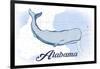 Alabama - Whale - Blue - Coastal Icon-Lantern Press-Framed Art Print