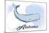 Alabama - Whale - Blue - Coastal Icon-Lantern Press-Mounted Art Print