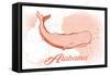 Alabama - Whale - Coral - Coastal Icon-Lantern Press-Framed Stretched Canvas