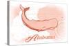 Alabama - Whale - Coral - Coastal Icon-Lantern Press-Stretched Canvas