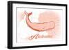 Alabama - Whale - Coral - Coastal Icon-Lantern Press-Framed Art Print