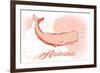 Alabama - Whale - Coral - Coastal Icon-Lantern Press-Framed Art Print