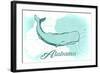 Alabama - Whale - Teal - Coastal Icon-Lantern Press-Framed Art Print