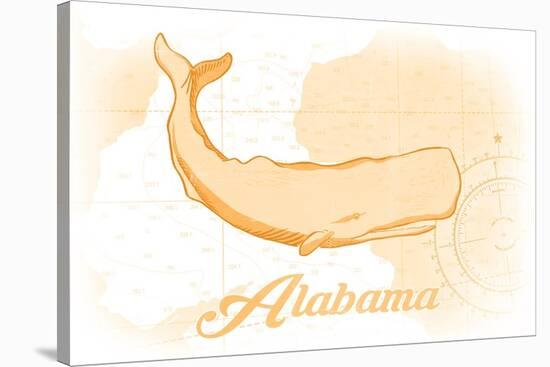 Alabama - Whale - Yellow - Coastal Icon-Lantern Press-Stretched Canvas