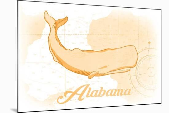 Alabama - Whale - Yellow - Coastal Icon-Lantern Press-Mounted Premium Giclee Print