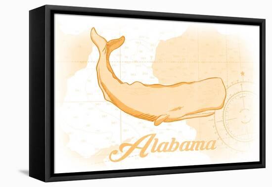 Alabama - Whale - Yellow - Coastal Icon-Lantern Press-Framed Stretched Canvas