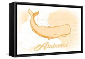 Alabama - Whale - Yellow - Coastal Icon-Lantern Press-Framed Stretched Canvas