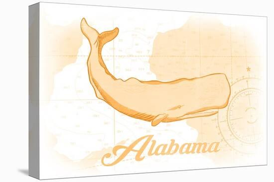 Alabama - Whale - Yellow - Coastal Icon-Lantern Press-Stretched Canvas