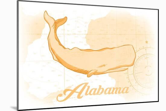 Alabama - Whale - Yellow - Coastal Icon-Lantern Press-Mounted Art Print