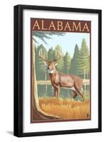 Alabama White Tailed Deer-Lantern Press-Framed Art Print