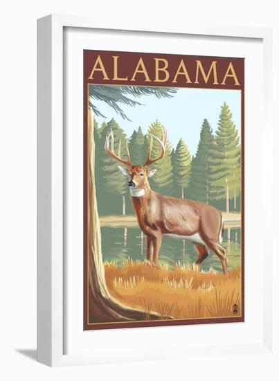 Alabama White Tailed Deer-Lantern Press-Framed Art Print