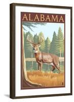 Alabama White Tailed Deer-Lantern Press-Framed Art Print