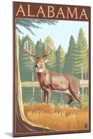 Alabama White Tailed Deer-Lantern Press-Mounted Art Print