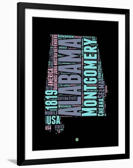 Alabama Word Cloud 1-NaxArt-Framed Art Print