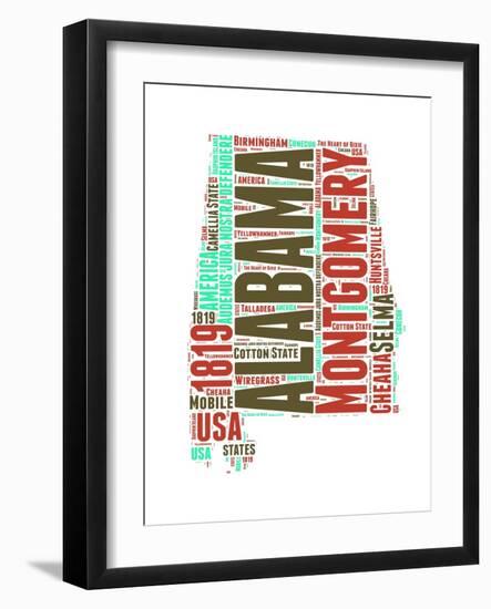 Alabama Word Cloud Map-NaxArt-Framed Art Print