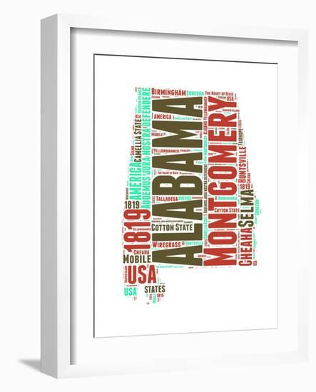 Alabama Word Cloud Map-NaxArt-Framed Art Print