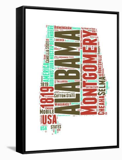 Alabama Word Cloud Map-NaxArt-Framed Stretched Canvas