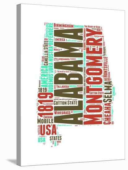 Alabama Word Cloud Map-NaxArt-Stretched Canvas