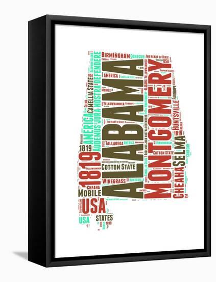 Alabama Word Cloud Map-NaxArt-Framed Stretched Canvas