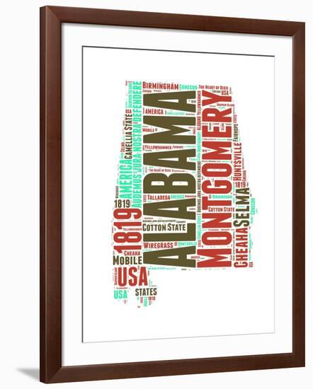 Alabama Word Cloud Map-NaxArt-Framed Art Print