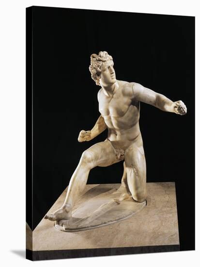 Alabaster Statue Portraying Wounded Gallic Warrior-null-Stretched Canvas