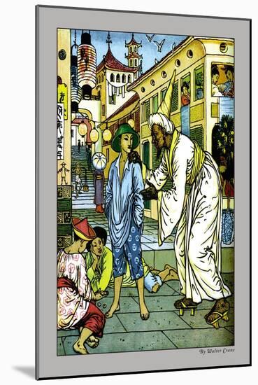 Aladdin Accosted By Magician, c.1878-Walter Crane-Mounted Art Print