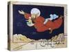 Aladdin Transported by the Genie, Illustrated Scene from 1001 Nights, Miniature Painting-null-Stretched Canvas