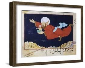 Aladdin Transported by the Genie, Illustrated Scene from 1001 Nights, Miniature Painting-null-Framed Giclee Print