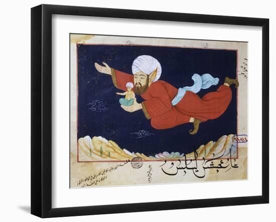 Aladdin Transported by the Genie, Illustrated Scene from 1001 Nights, Miniature Painting-null-Framed Giclee Print