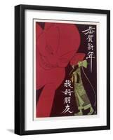 Aladdin Whispers into the Ear of His Attentive Red Genie-null-Framed Art Print