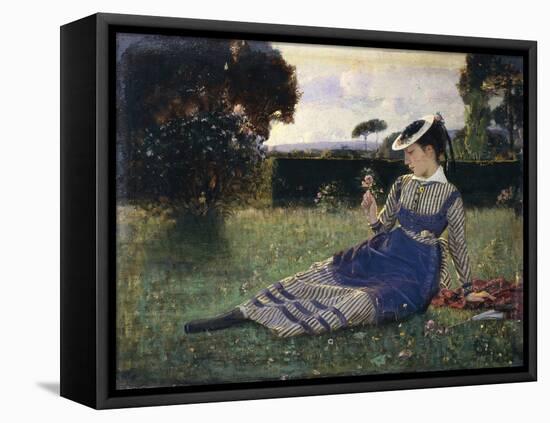 Alaide in Garden, 1867-Cristiano Banti-Framed Stretched Canvas