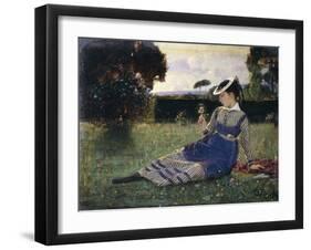 Alaide in Garden, 1867-Cristiano Banti-Framed Giclee Print