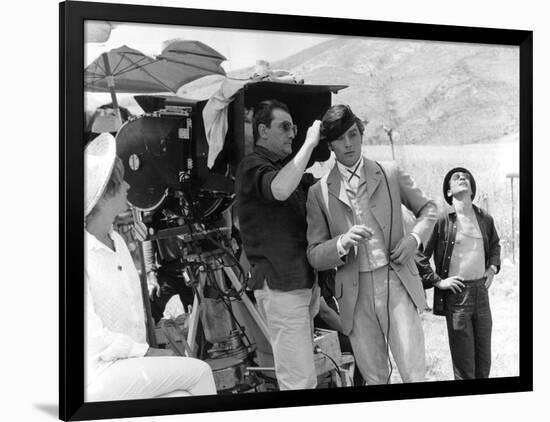 Alain Delon and director Luchino Visconti on set of film "The Leopard", 1962 (b/w photo)-null-Framed Photo