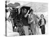 Alain Delon and director Luchino Visconti on set of film "The Leopard", 1962 (b/w photo)-null-Stretched Canvas