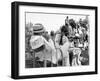 Alain Delon and director Luchino Visconti on set of film "The Leopard", 1962 (b/w photo)-null-Framed Photo