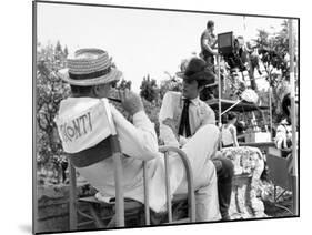 Alain Delon and director Luchino Visconti on set of film "The Leopard", 1962 (b/w photo)-null-Mounted Photo