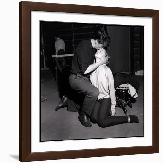 Alain Delon and Romy Schneider Kissing-Marcel Begoin-Framed Photographic Print