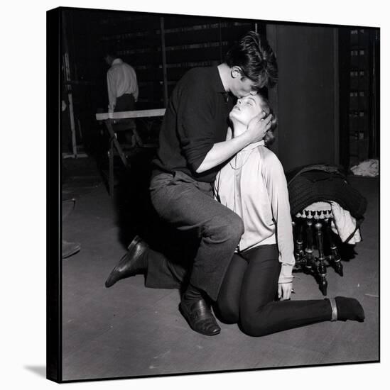 Alain Delon and Romy Schneider Kissing-Marcel Begoin-Stretched Canvas