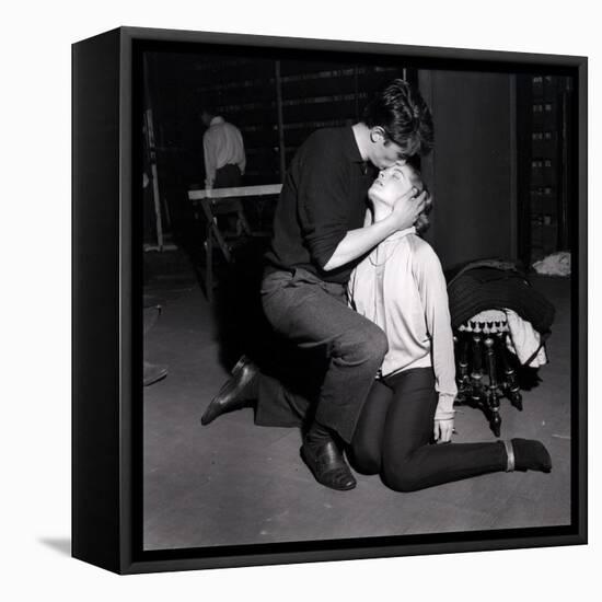 Alain Delon and Romy Schneider Kissing-Marcel Begoin-Framed Stretched Canvas