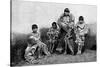 Alakaluf Fuegians, Dressed in Guanaco Skins, Chile, 1895-null-Stretched Canvas