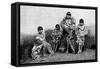 Alakaluf Fuegians, Dressed in Guanaco Skins, Chile, 1895-null-Framed Stretched Canvas