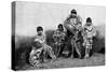 Alakaluf Fuegians, Dressed in Guanaco Skins, Chile, 1895-null-Stretched Canvas