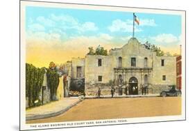Alamo and Courtyard, San Antonio, Texas-null-Mounted Art Print