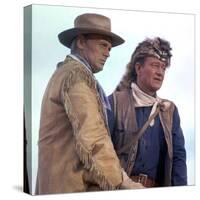 Alamo by JohnWayne with Richard Widmark and John Wayne, 1960 (photo)-null-Stretched Canvas