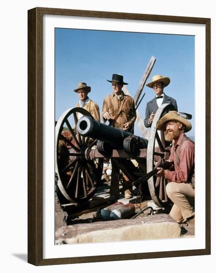 Alamo by JohnWayne with Richard Widmark, John Wayne and Laurence Harvey, 1960 (photo)-null-Framed Photo