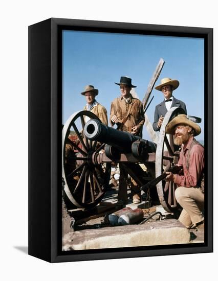 Alamo by JohnWayne with Richard Widmark, John Wayne and Laurence Harvey, 1960 (photo)-null-Framed Stretched Canvas