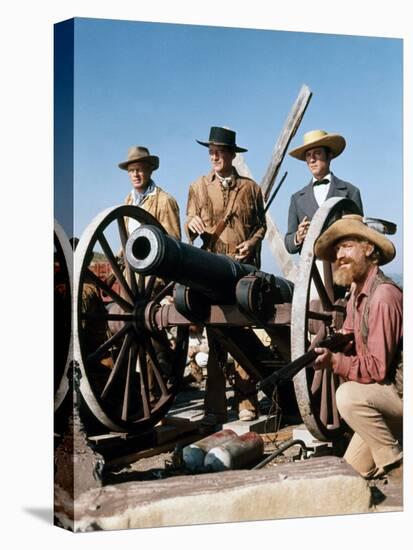 Alamo by JohnWayne with Richard Widmark, John Wayne and Laurence Harvey, 1960 (photo)-null-Stretched Canvas