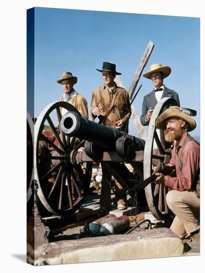 Alamo by JohnWayne with Richard Widmark, John Wayne and Laurence Harvey, 1960 (photo)-null-Stretched Canvas