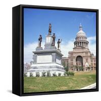 Alamo Monument and the State Capitol in Austin, Texas, United States of America, North America-David Lomax-Framed Stretched Canvas